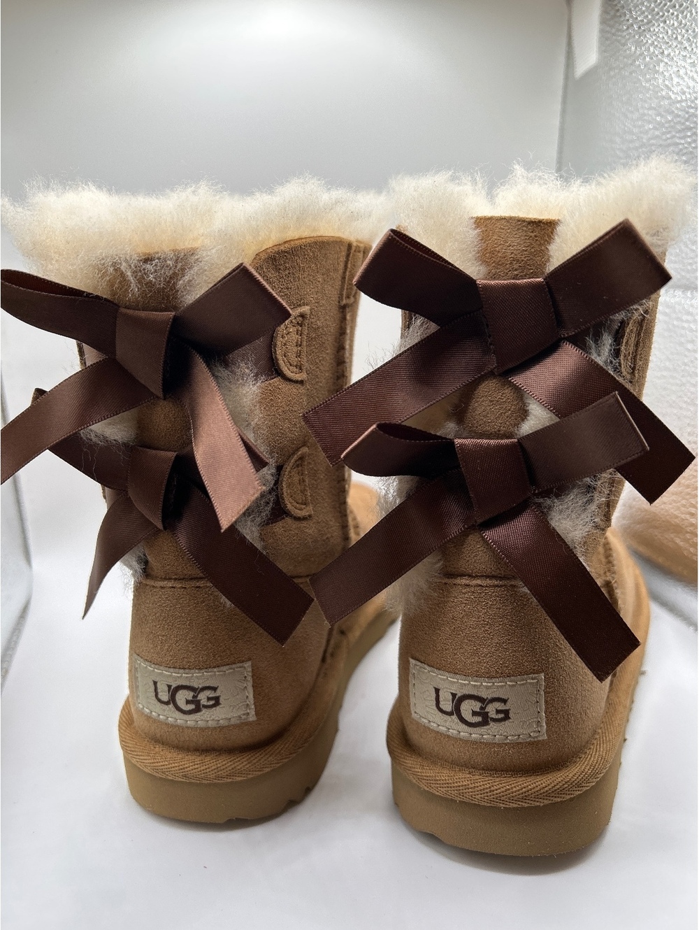 UGG Kids Bailey Bow II Boots Chestnut Brown Suede Size 12 Little Kid Authentic